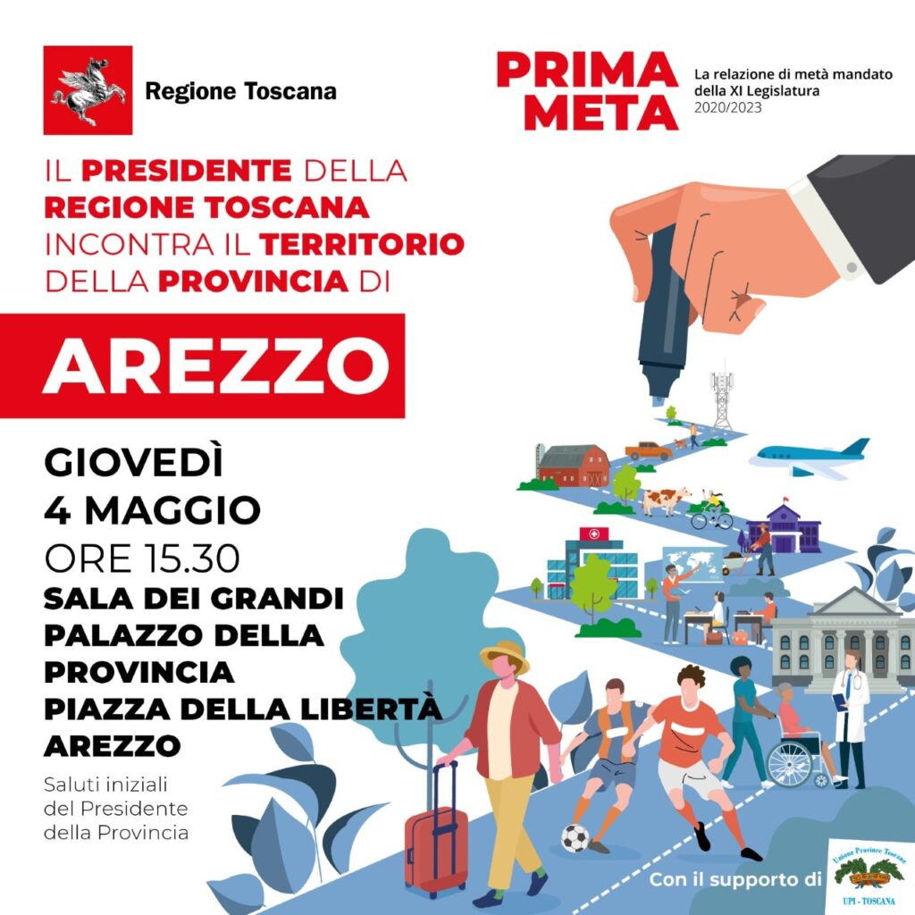 “PRIMA META”, IL PRESIDENTE GIANI INCONTRA IL TERRITORIO DELLA PROVINCIA DI AREZZO