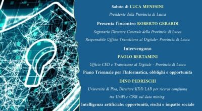 LUCCA: A PALAZZO DUCALE UNA GIORNATA DI STUDI SU INNOVAZIONE E DIGITALIZZAZIONE COME STRUMENTI DI GOVERNANCE DEL TERRITORIO