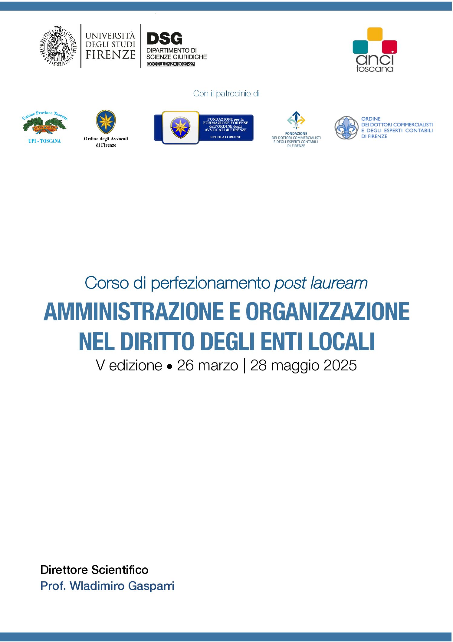 Corso di perfezionamento ‘Amministrazione e organizzazione nel diritto degli enti locali’